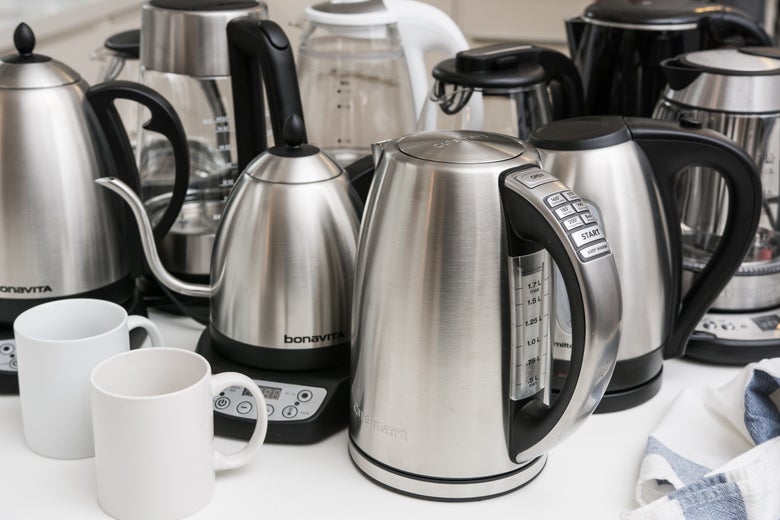 assortment of electric kettles